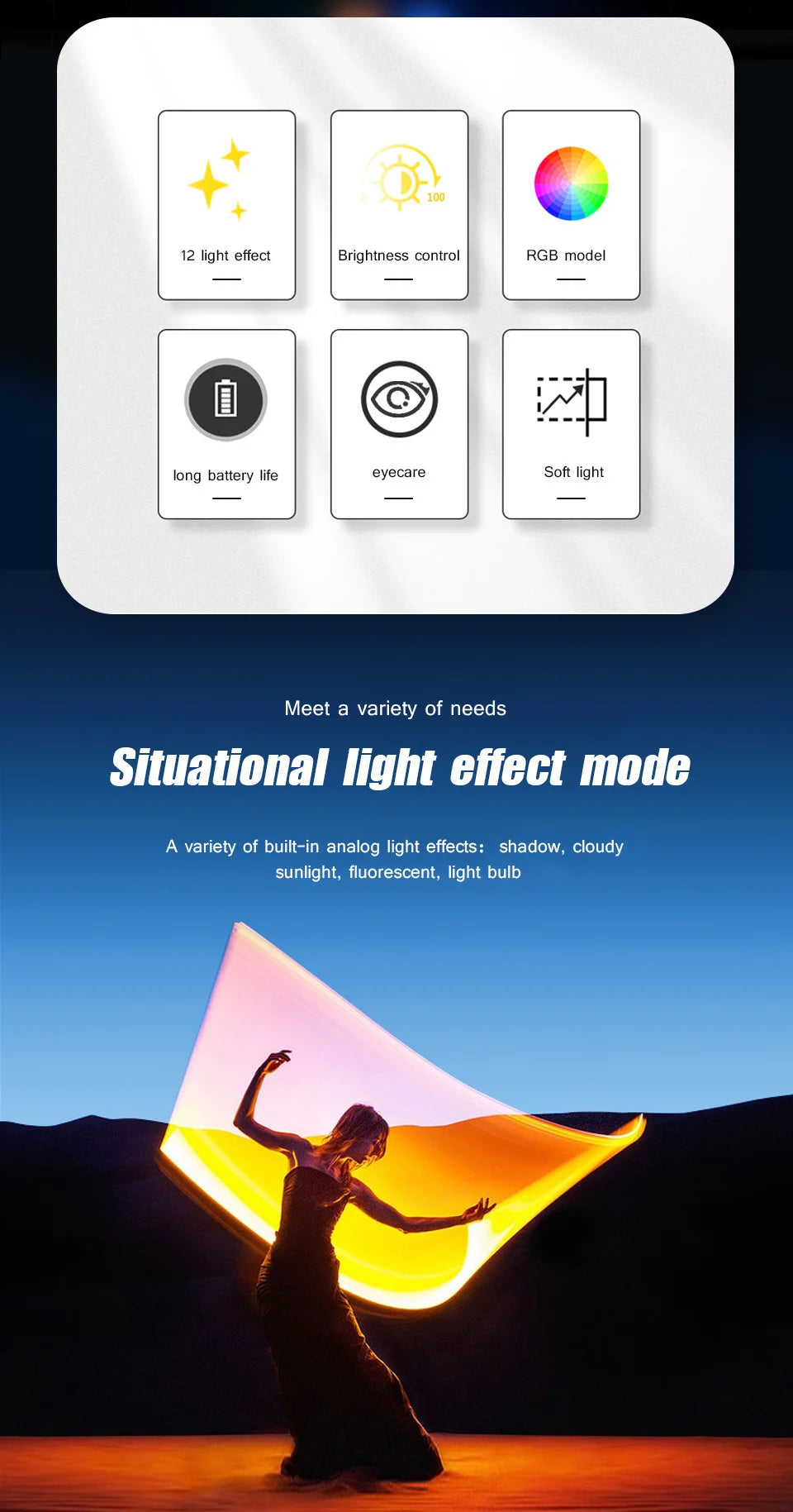RGB Video Light Stick Wand Party Colorful LED Lamp Fill Light Handheld Flash Speedlight Photography Lighting With Tripod Stand
