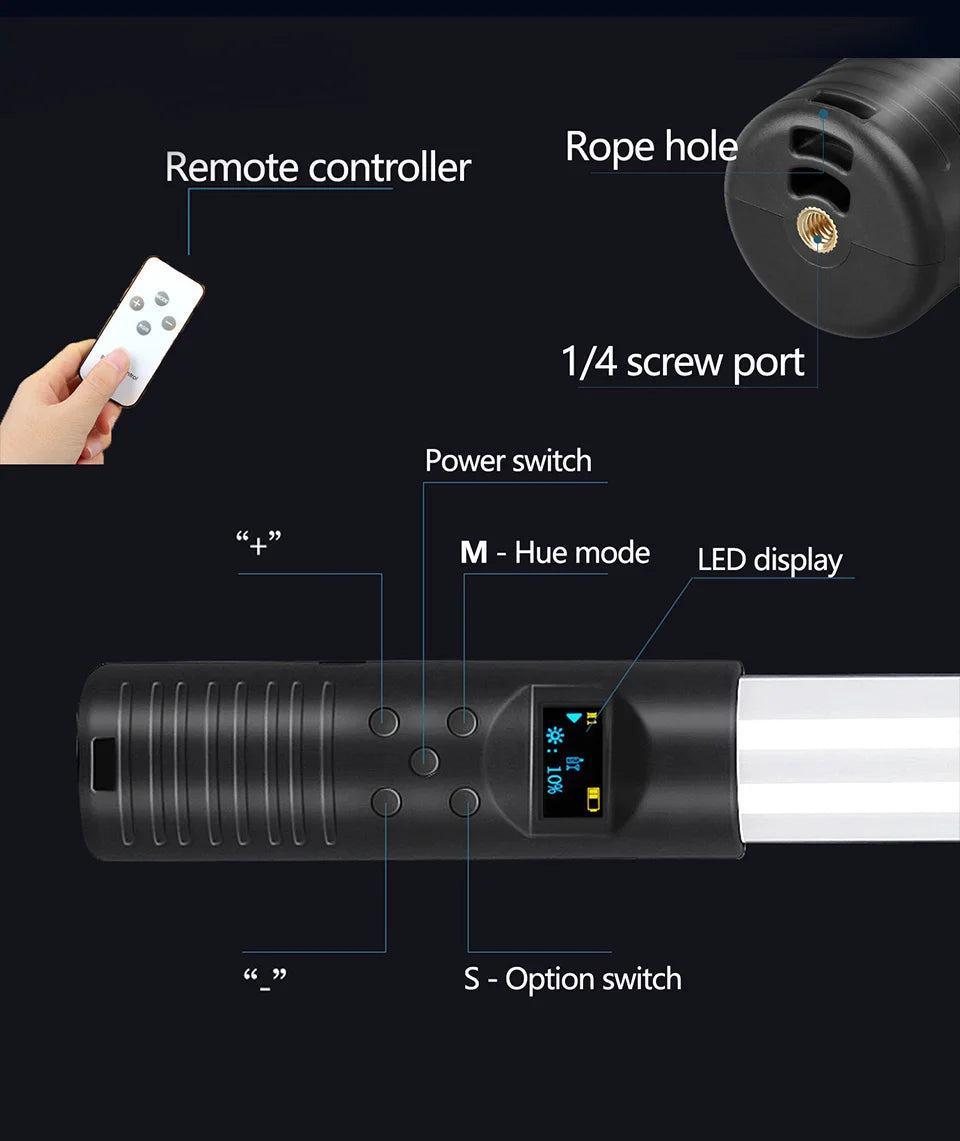RGB Video Light Stick Wand Party Colorful LED Lamp Fill Light Handheld Flash Speedlight Photography Lighting With Tripod Stand