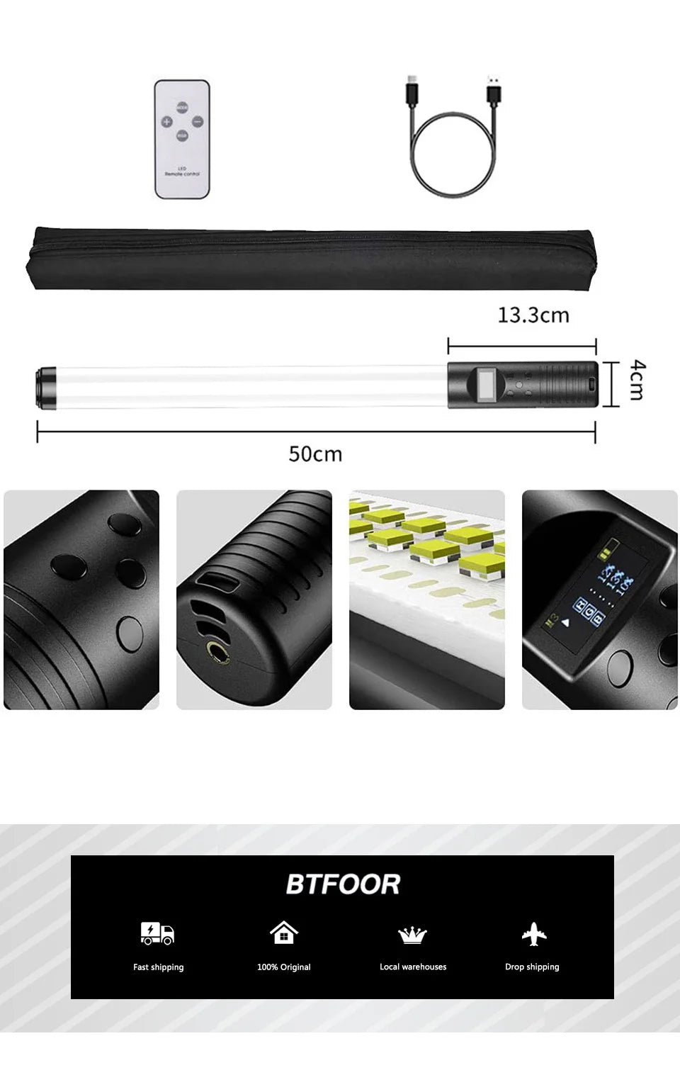 RGB Video Light Stick Wand Party Colorful LED Lamp Fill Light Handheld Flash Speedlight Photography Lighting With Tripod Stand