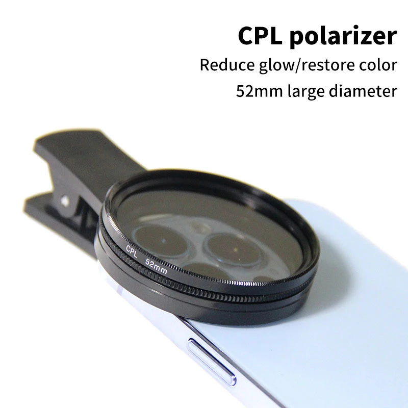 52MM Circular Universal Portable Polarizer Camera Lens with CPL Filter Professional For Smartphone