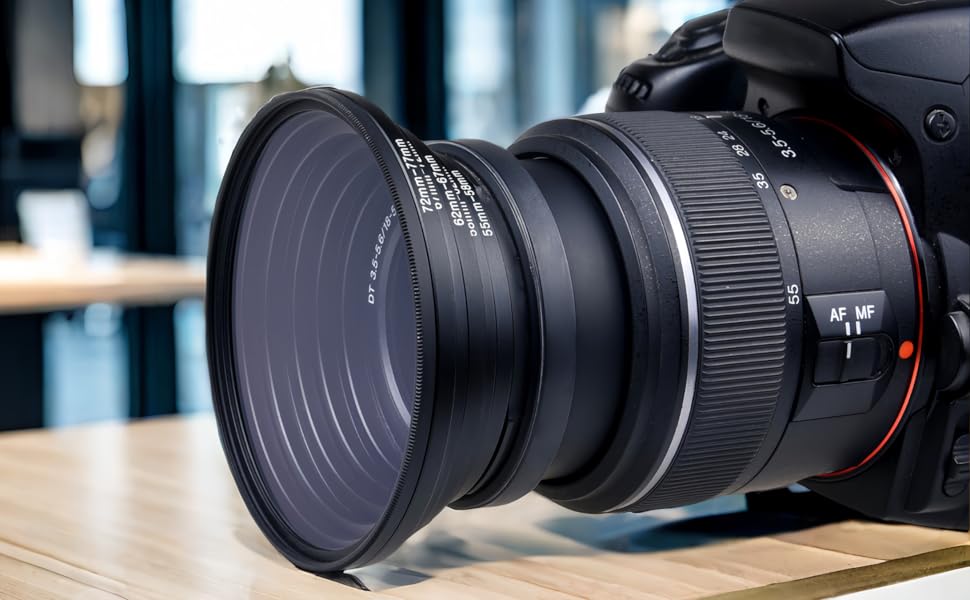 Step Up Lens Filter Adapter Rings - Set of 9 - Allows You to Fit Larger Size Lens Filters on a Lens with a Smaller Diameter