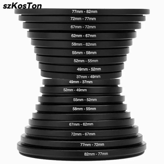 Step Up Lens Filter Adapter Rings - Set of 9 - Allows You to Fit Larger Size Lens Filters on a Lens with a Smaller Diameter