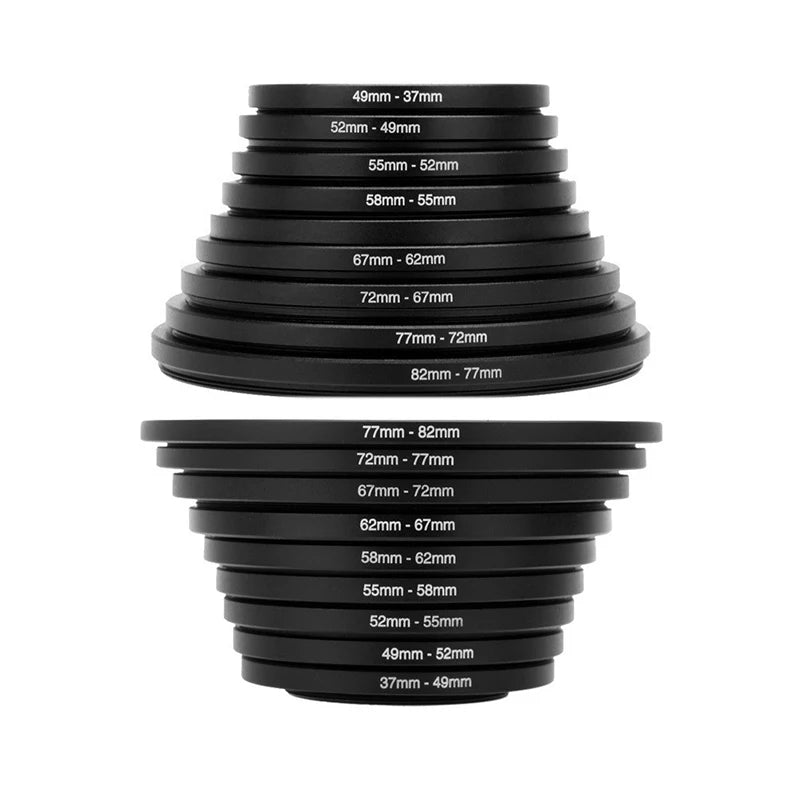 Step Up Lens Filter Adapter Rings - Set of 9 - Allows You to Fit Larger Size Lens Filters on a Lens with a Smaller Diameter
