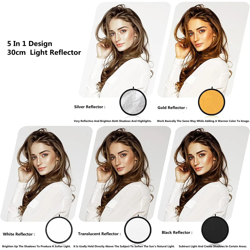 5 in 1 Photos Round Reflector For Photography Light Diffuser Photo